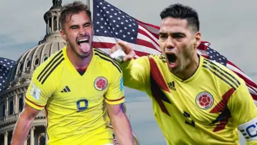 Ambos delanteros colombianos jugarían en la misma liga. Foto de fondo tomada de Semana, de Ángel de Futbolred y de Falcao de RCN