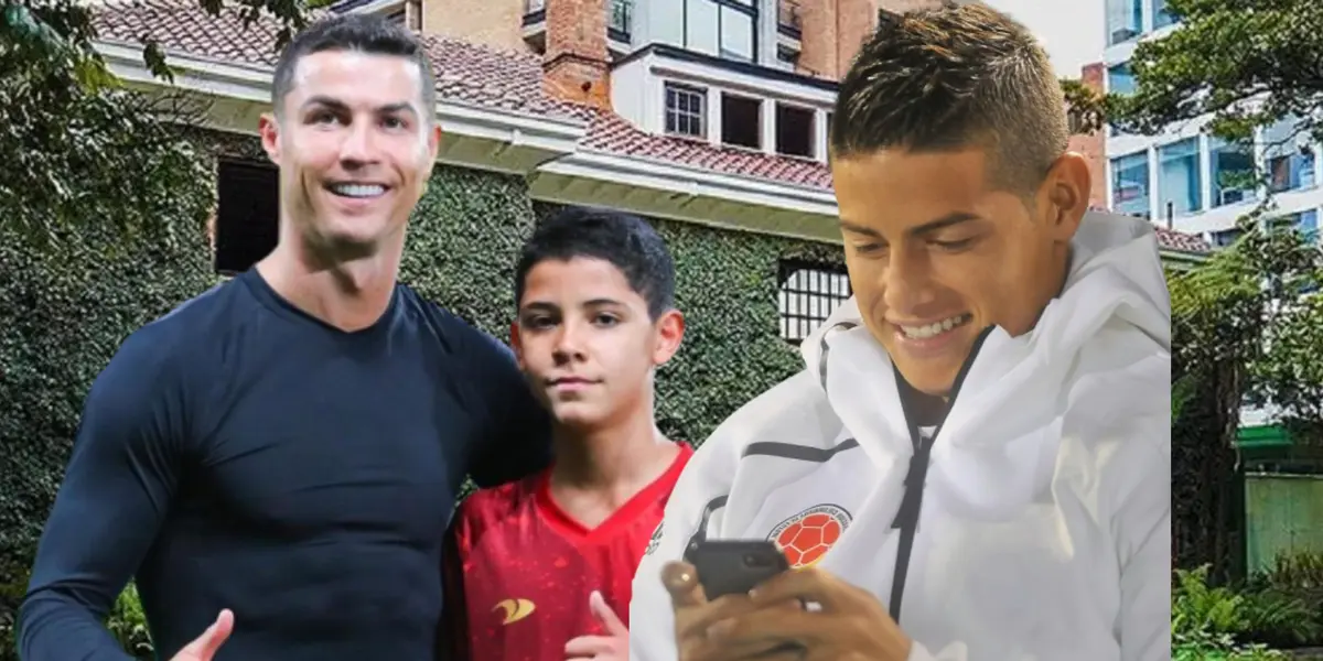 Cristiano Jr. es tendencia por algo que hizo. Foto de fondo tomada de Forbes, de Cristiano y su hijo de ESPN y de James de Gol Caracol.