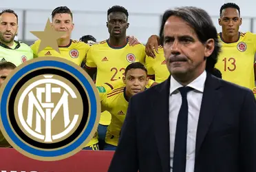 Simone Inzaghi y jugadores de la Selección Colombia 2021.