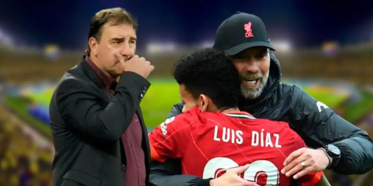 Néstor Lorenzo, Luis Díaz y Jürgen Klopp.