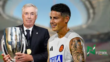 Ancelotti y James. Foto: X James y Real Madrid.