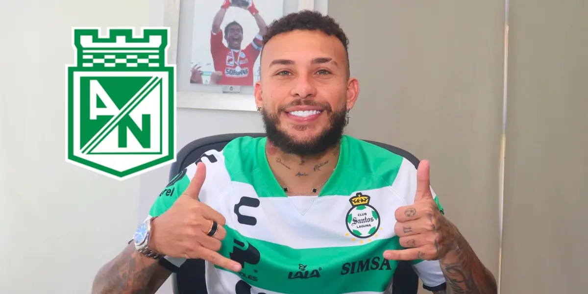 Duván Vergara con la camiseta del Santos Laguna de México