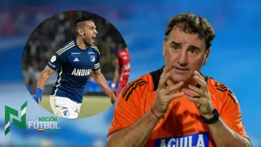 Falcao García y Néstor Lorenzo. Foto: redes de Millonarios y FCF.