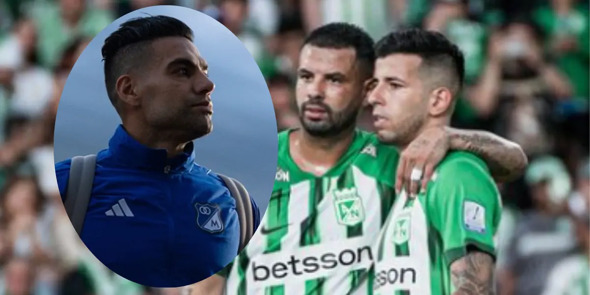 Falcao y jugadores de Nacional. Foto: Instagram de Millonarios y Nacional.