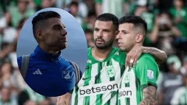 Falcao y jugadores de Nacional. Foto: Instagram de Millonarios y Nacional.