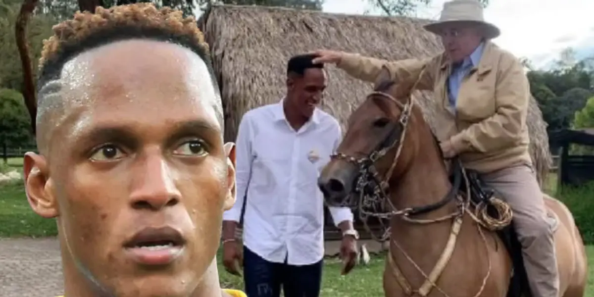 Yerry Mina y Álvaro Uribe. FOTO: Transfermarkt y video de Álvaro Uribe Vélez