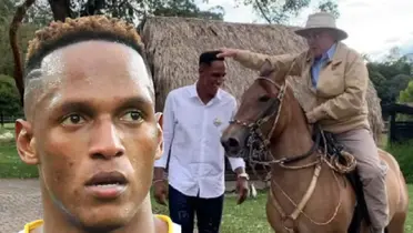 Yerry Mina y Álvaro Uribe. FOTO: Transfermarkt y video de Álvaro Uribe Vélez